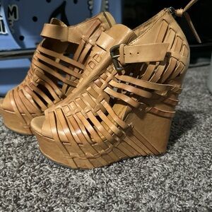 Stylish Tan Wedge Sandals